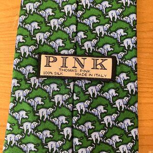 PINK Thomas Pink Men's tie Silk Green/Violet animal print Hand made in Italy